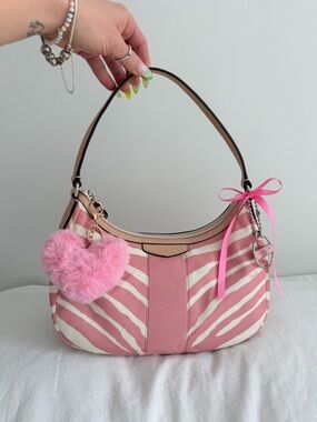 vintage Coach Pink Zebra Print Small Shoulder Bag